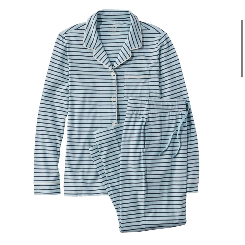 LLBean Women's Super-Soft Shrink-Free Button Front Pajama Set, Stripe